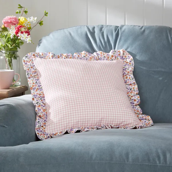 Elsie Gingham Square Cushion | Dunelm (migrated)