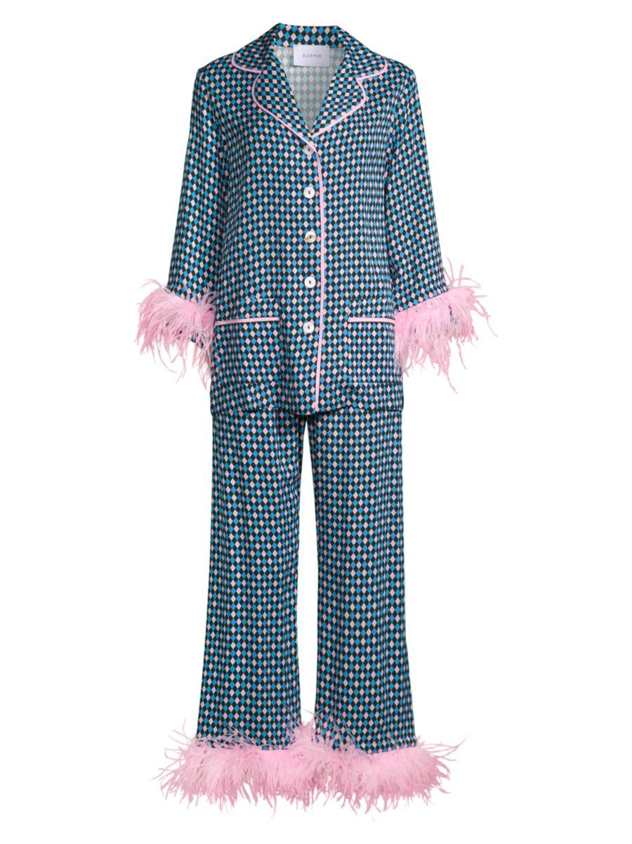 Party Feather-Embellished Pajama Set | Saks Fifth Avenue