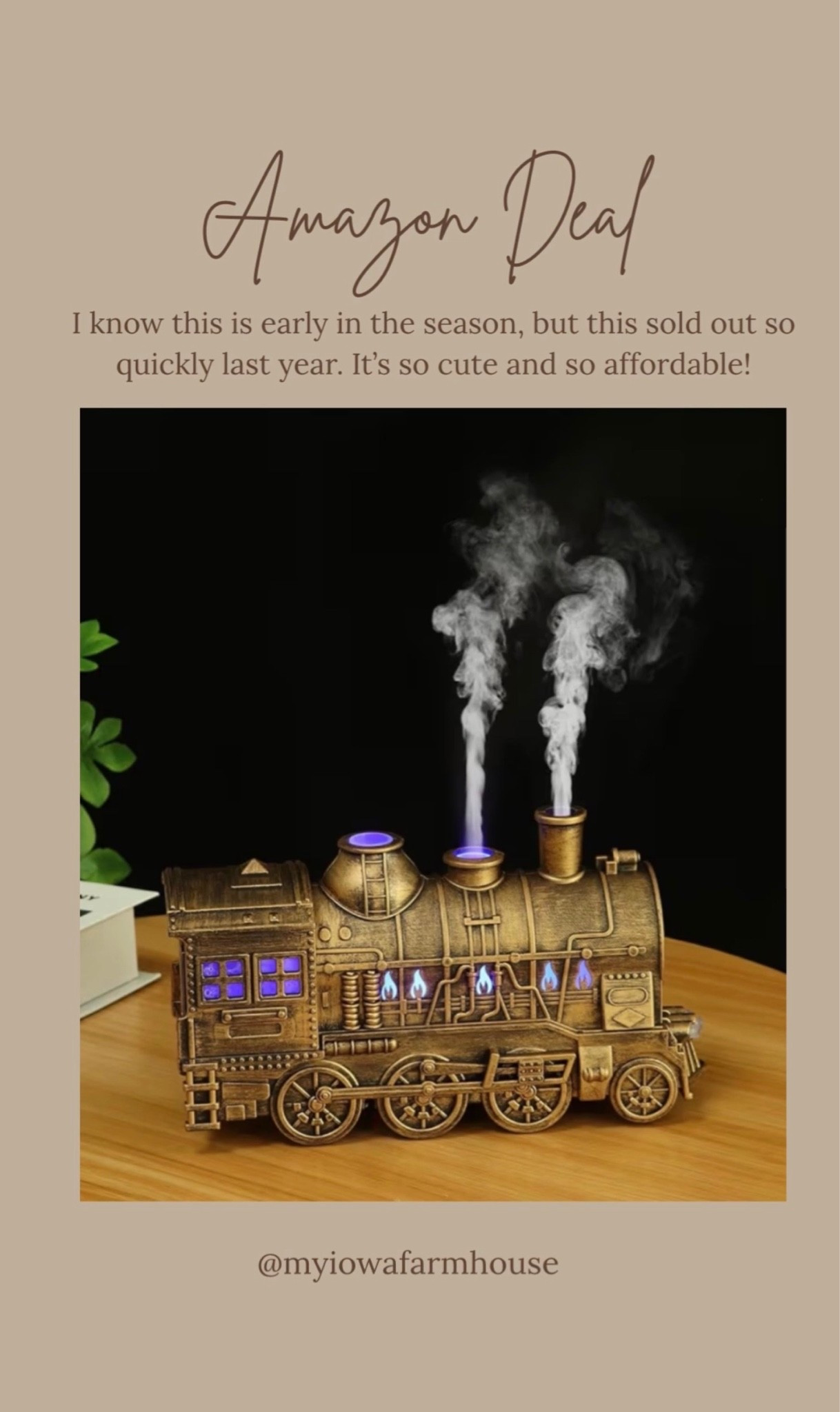 This train diffuser was such a huge seller last year. It is such a cute decoration and makes the room smell amazing and the steam coming out of the top is such a cool detail! This is really affordable on Amazon, but grab it now because it will sell quickly this year! ￼

#LTKSeasonal #LTKHome