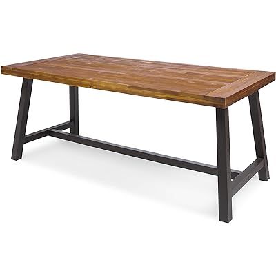 Christopher Knight Home Della Acacia Wood Dining Table, Natural Stained with Rustic Metal | Amazon (US)