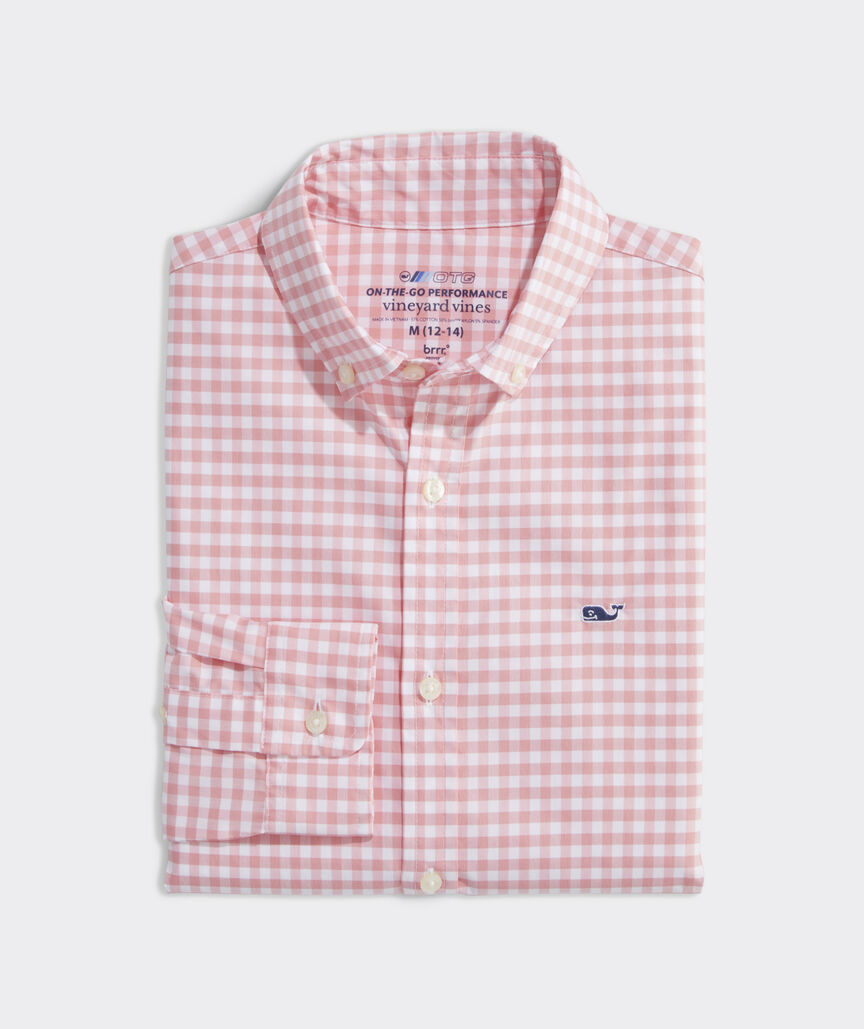 Boys' On-The-Go brrrº Gingham Shirt | vineyard vines