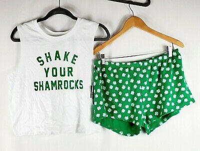 Shake Your Shamrocks PJ SET Sleepwear Size M Lounge Pajama Grayson Threads | eBay AU