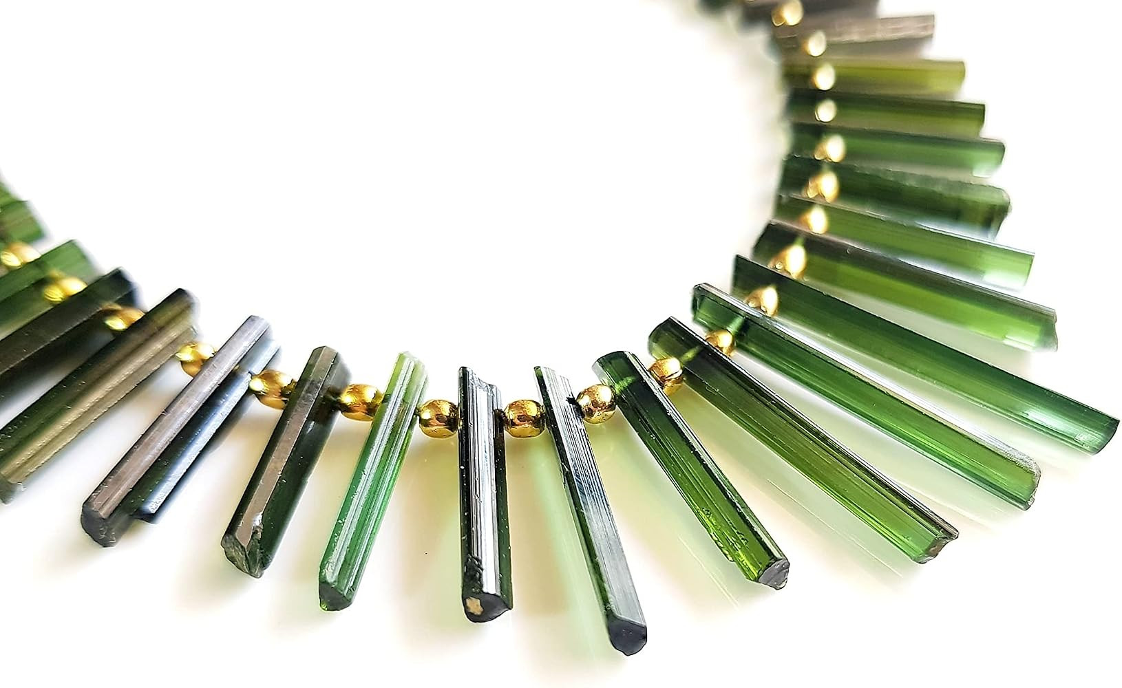 RARE GEMSTONE Natural Green Tourmaline Rough Sticks, Drilled Long Crystals 30-Piece Strands, Loos... | Amazon (US)