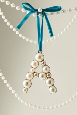 Pearl Monogram Ornament | Anthropologie (US)
