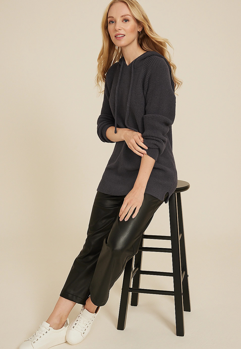 Waffle Knit Hooded Tunic | Maurices