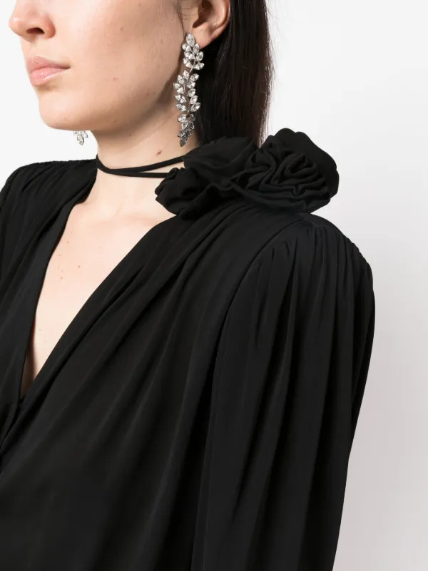 Magda Butrym Flower Appliqué Silk Blouse - Farfetch | Farfetch Global