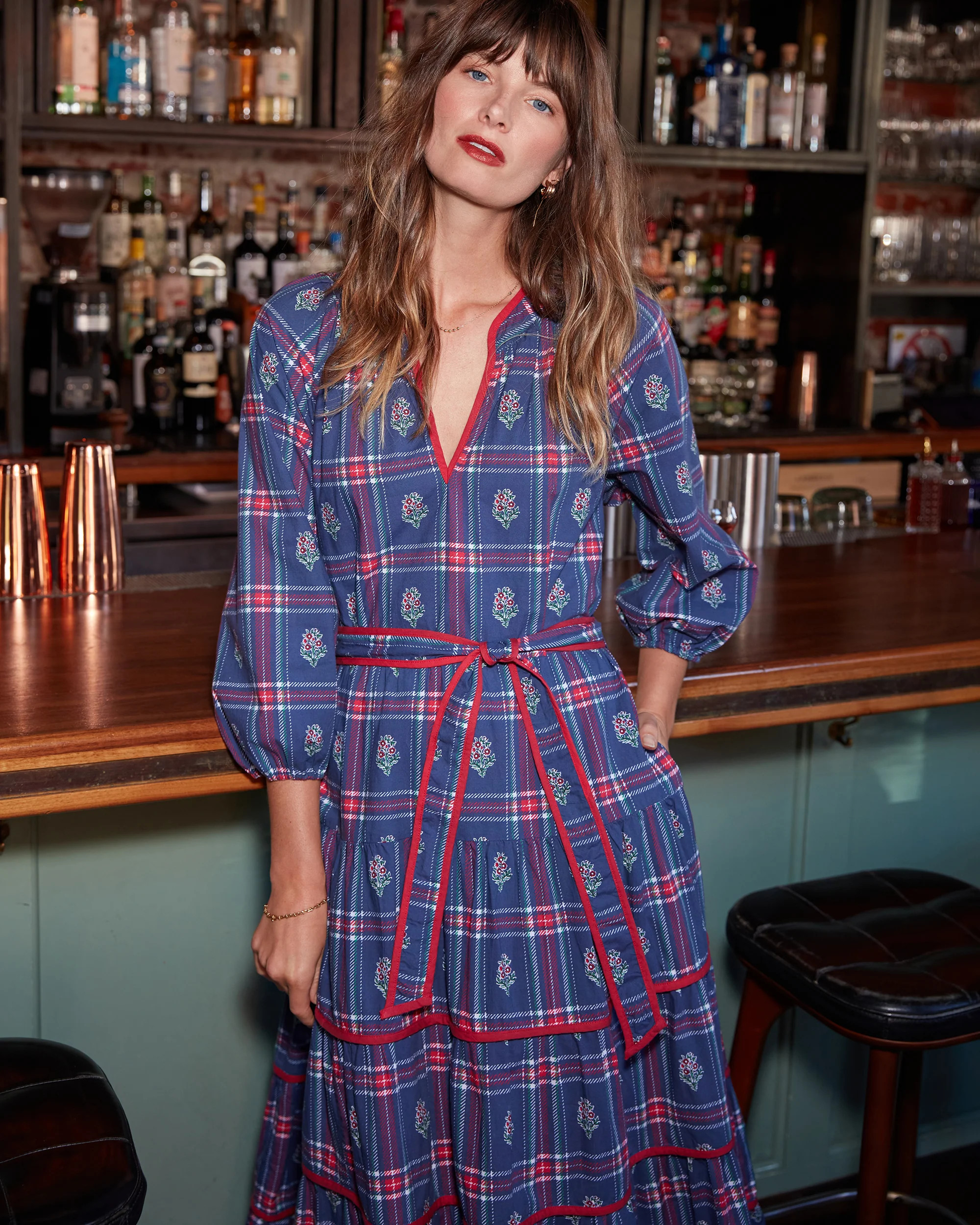 Nostalgia Plaid - Main Street Dress - Navy | Printfresh