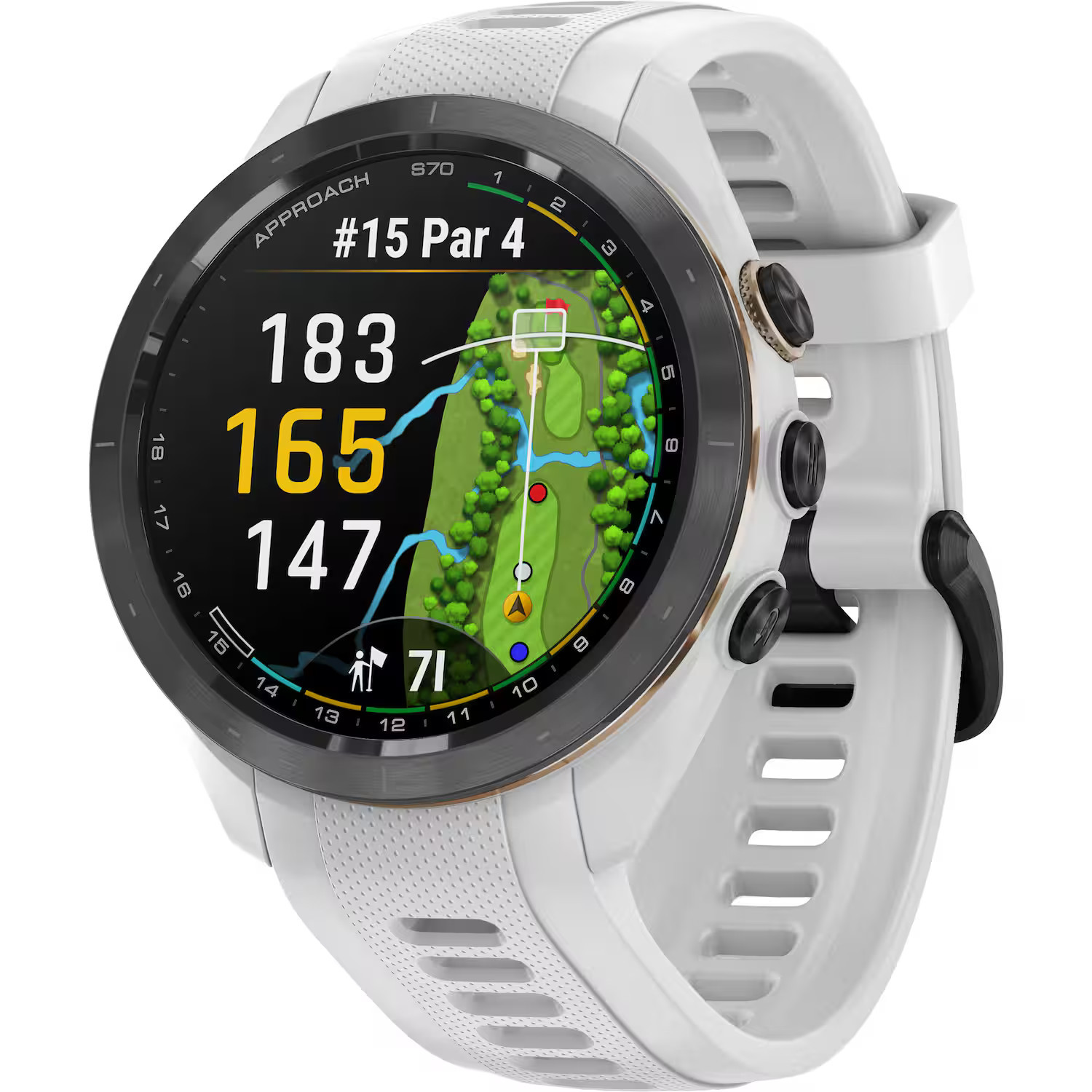 Garmin - Approach S70 GPS Smartwatch 42mm Ceramic - Black Ceramic Bezel with White Silicone Band - (2023) | Best Buy U.S.
