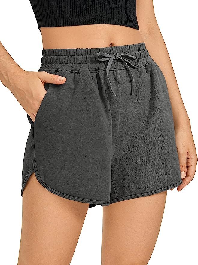 CRZ YOGA Women's Casual Sweat Shorts Athletic Summer Comfy Cotton Lounge Shorts Running Gym Jerse... | Amazon (US)