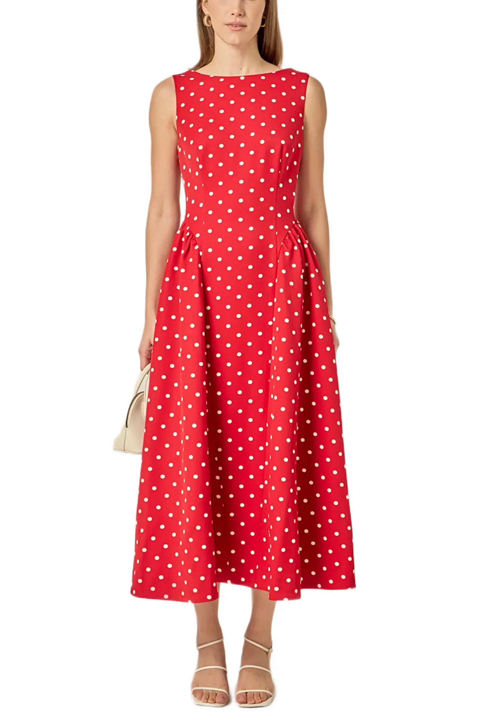 Dot Sleeveless Flare Midi Dress (Women) | Nordstrom | Nordstrom