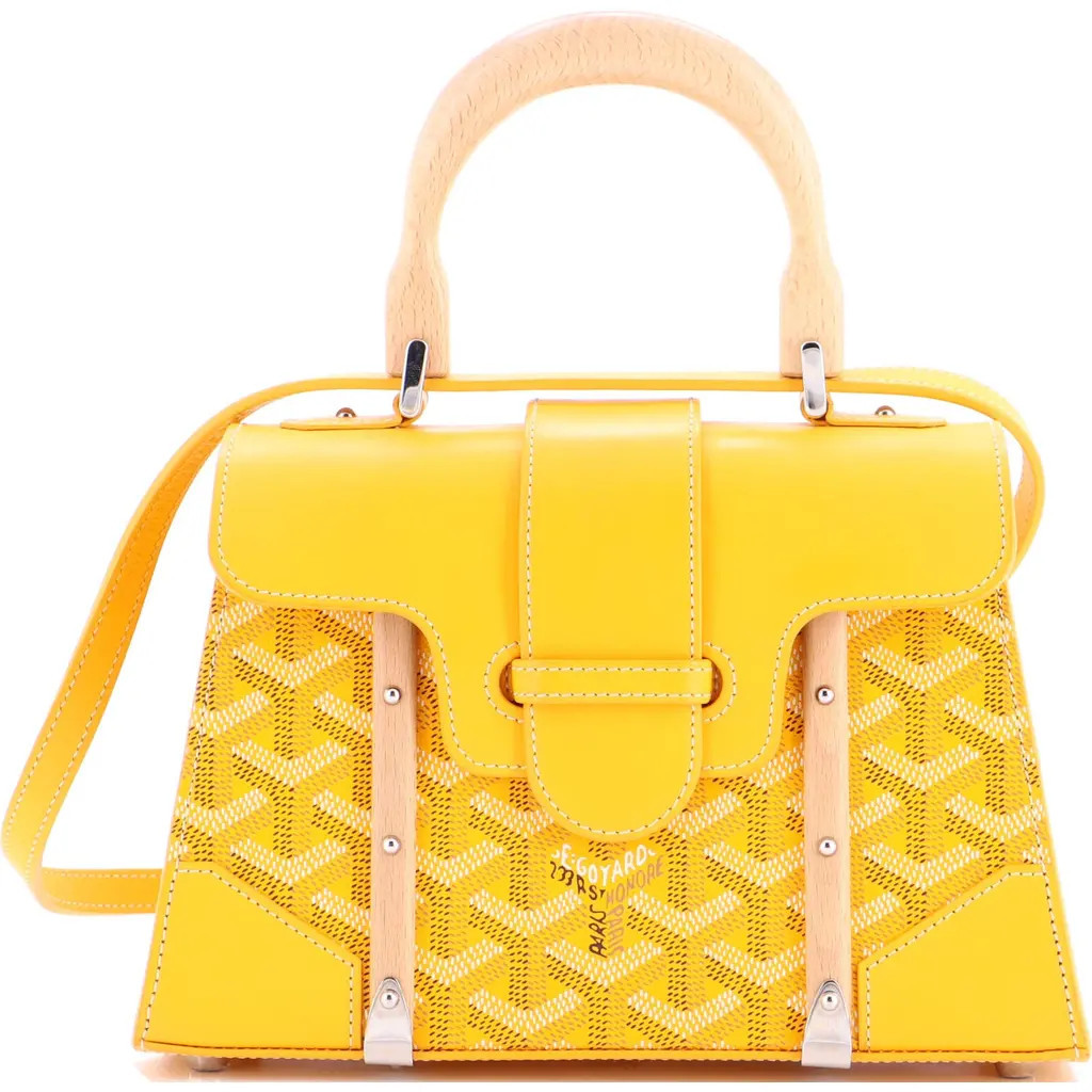 Pre-Owned Goyard Structured Saigon Top Handle Bag Coated Canvas with Leather Mini in Yellow at Nordstrom, Size X-Small | Nordstrom