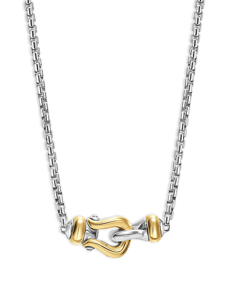 David Yurman Petite Buckle Necklace in Sterling Silver with 14K Yellow Gold, 16.3mm | Bloomingdale's (US)