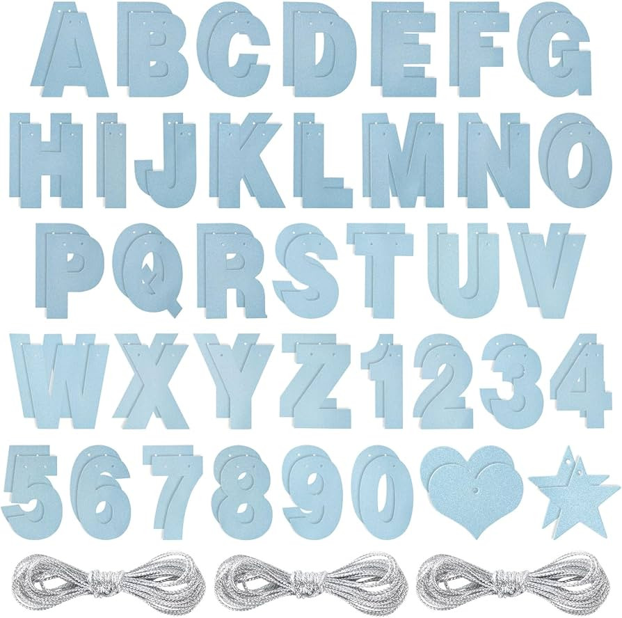 Juvale Blue Glitter Letters, Custom Banner Kit with Letters A-Z, Numbers 0-9, Hearts, Stars, and ... | Amazon (US)