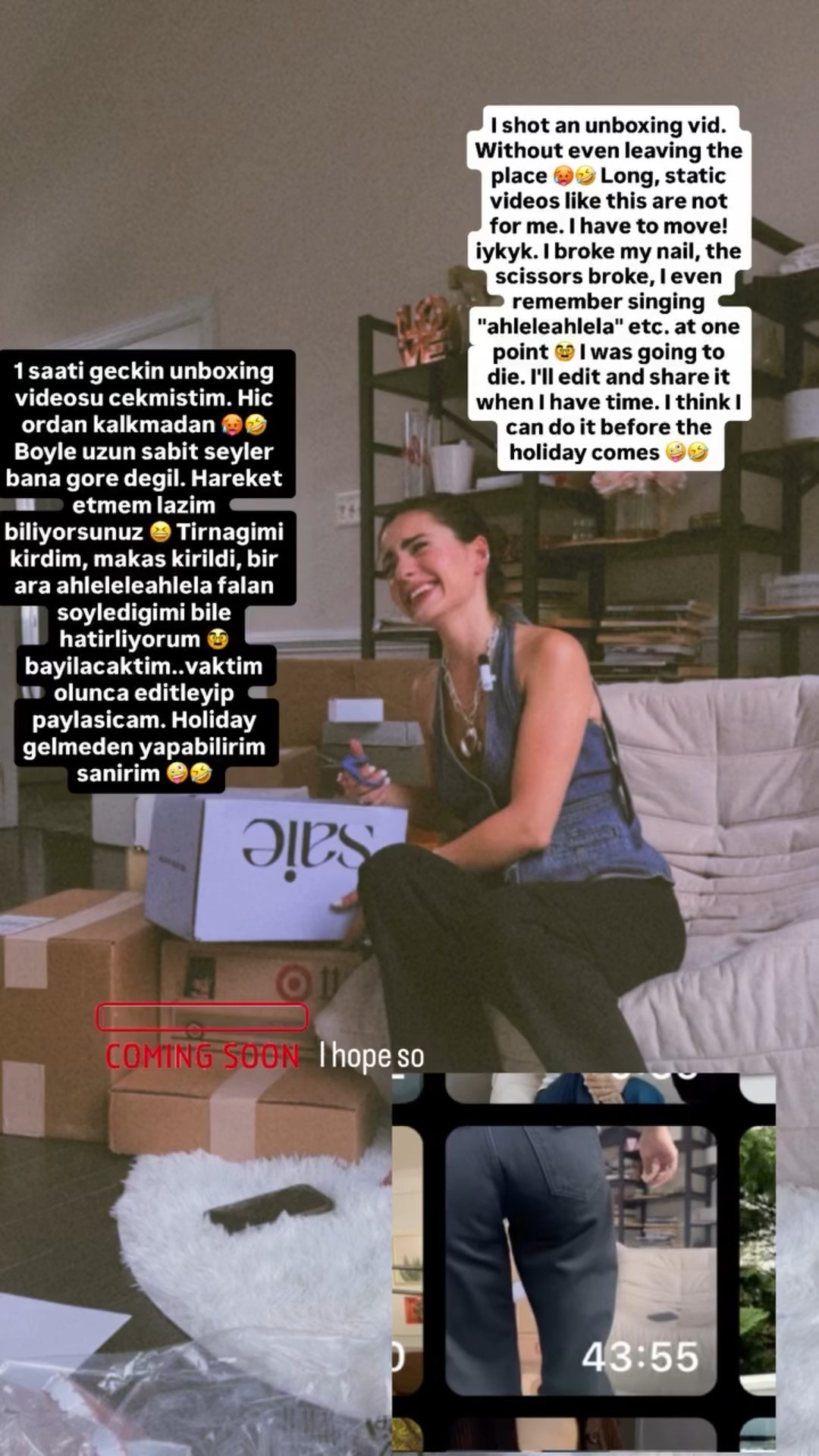 I shot an unboxing vid. Without even leaving the place 🥵🤣 Long, static videos like this are not for me. I have to move! iykyk. I broke my nail, the scissors broke, I even remember singing "ahleleahlela" etc. at one point 🥸 I was going to die. I'll edit and share it when I have time. I think I can do it before the holiday comes 🤪🤣 1 saati geckin unboxing videosu cekmistim. Hic ordan kalkmadan 🥵🤣 Boyle uzun sabit seyler bana gore degil. Hareket etmem lazim biliyorsunuz 😆 Tirnagimi kirdim, makas kirildi, bir ara ahleleleahlela falan soyledigimi bile hatirliyorum 🥸 bayilacaktim..vaktim olunca editleyip paylasicam. Holiday gelmeden yapabilirim sanirim 🤪🤣 I hope so

#LTKBeauty #LTKGiftGuide #LTKHoliday