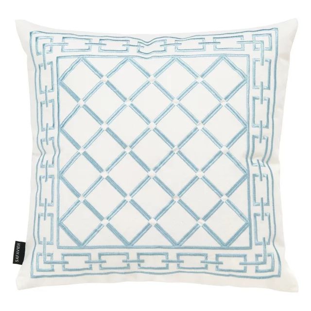 SAFAVIEH Bentra Geometric Accent Pillow, 18" x 18", Blue/White | Walmart (US)