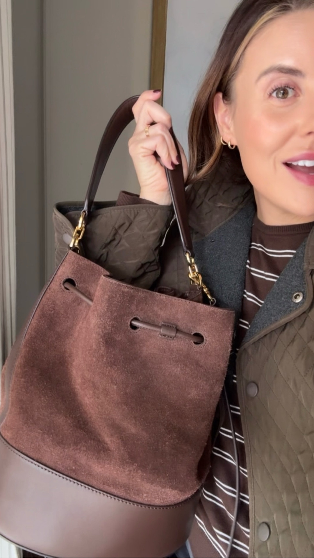 What I’m wearing today… striped long sleeve, quilted jacket, black denim, brown sneakers, with my suede bucket bag. 

#LTKMidsize #LTKStyleTip #LTKSeasonal