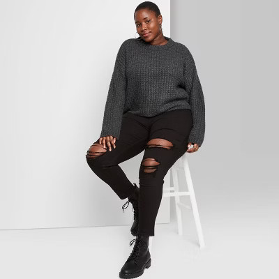 Women's Crewneck Waffle Knit Pullover Sweater - Wild Fable™ | Target