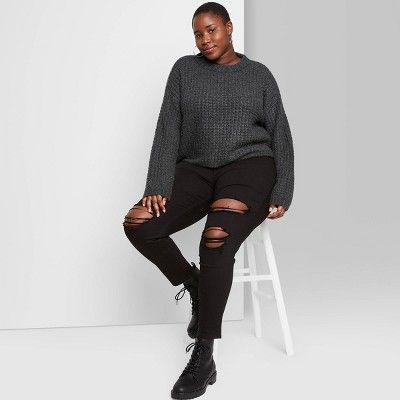 Women's Crewneck Waffle Knit Pullover Sweater - Wild Fable™ | Target