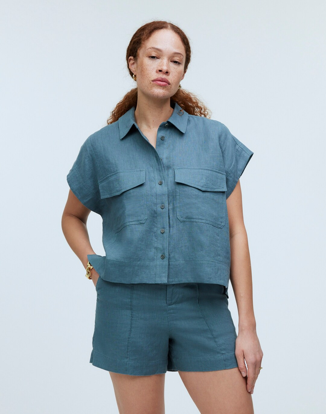 Flap-Pocket Button-Up Shirt in 100% Linen | Madewell
