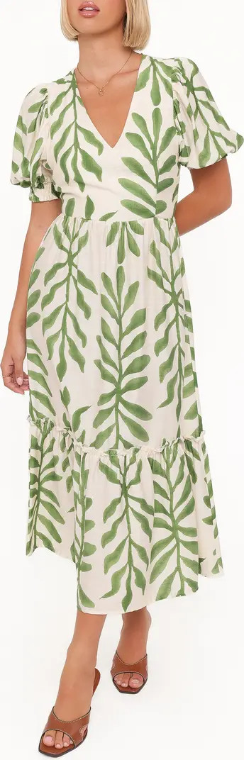 Steele Puff Sleeve Tiered Midi Dress | Nordstrom