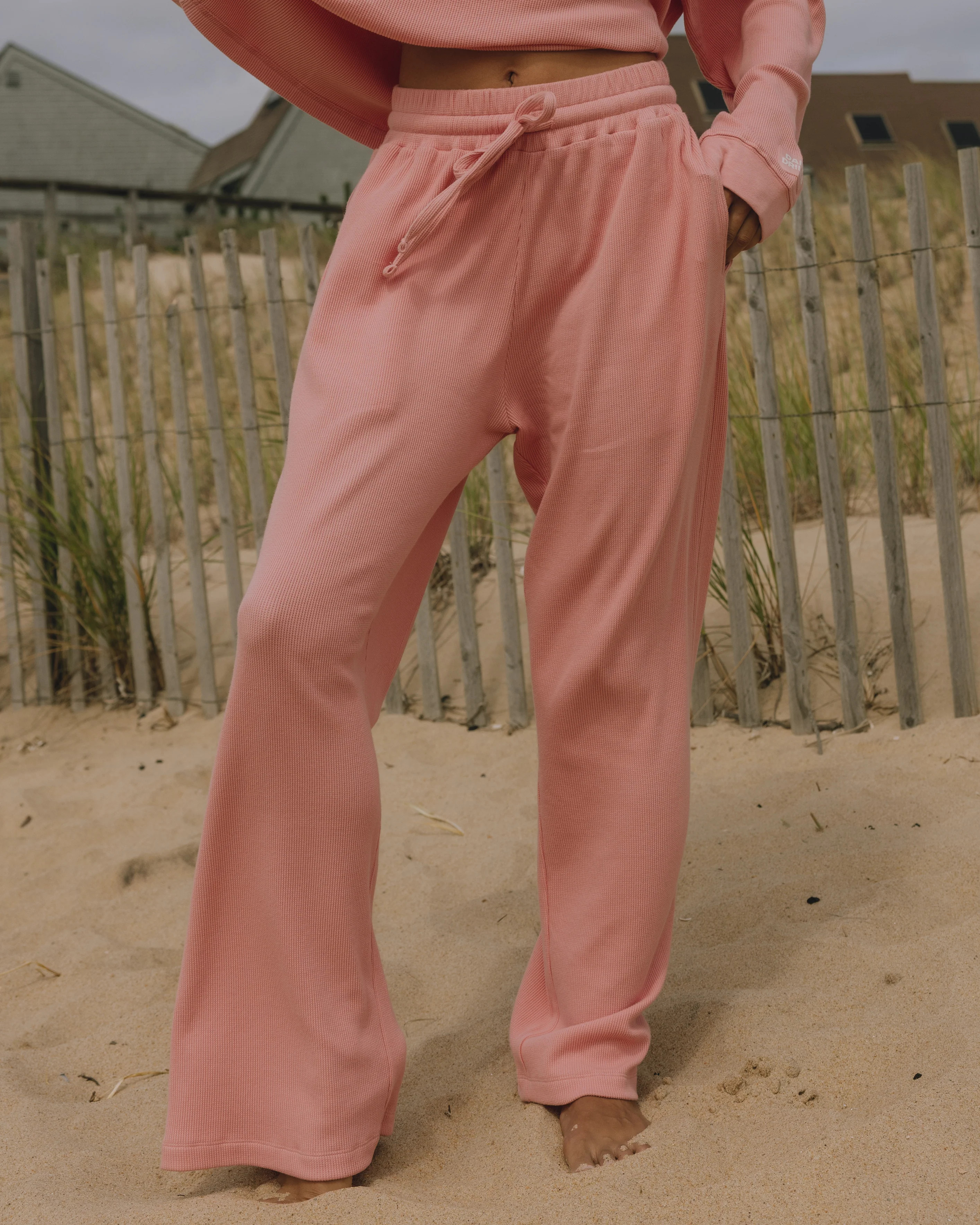 Thermal Resort Pants - Dusty Rose with Monochrome Patch | Daily Drills LLC