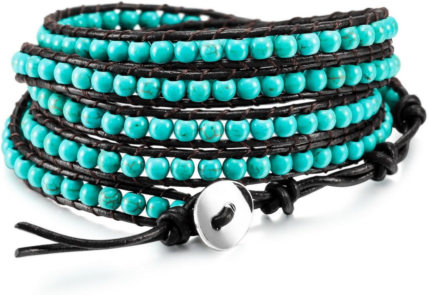 MOWOM Layered Bracelets for Women Men Boys Girls Genuine Leather Bracelet Rope Bangle Cuff Crysta... | Amazon (US)
