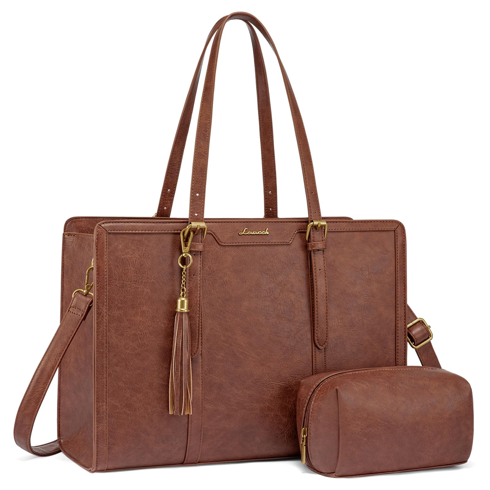 LOVEVOOK Laptop Bag for Women Vintage Work Tote Bag 15.6 inch Large Capacity Computer Purse with ... | Amazon (US)