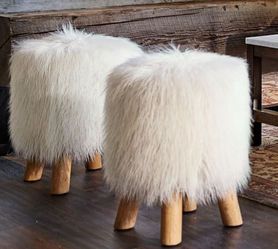 Mongolian Faux Fur Stool | Pottery Barn (US)