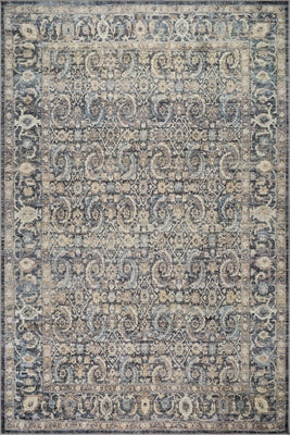 Blue Calvaya Traditional Bordered Washable 4' x 6' rug | Rugs USA