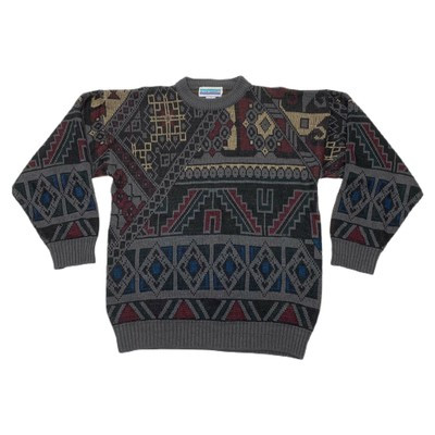 Vintage 90s Jason Daniels Gray Abstract Colorblock Knit Sweater Mens Size M | eBay US