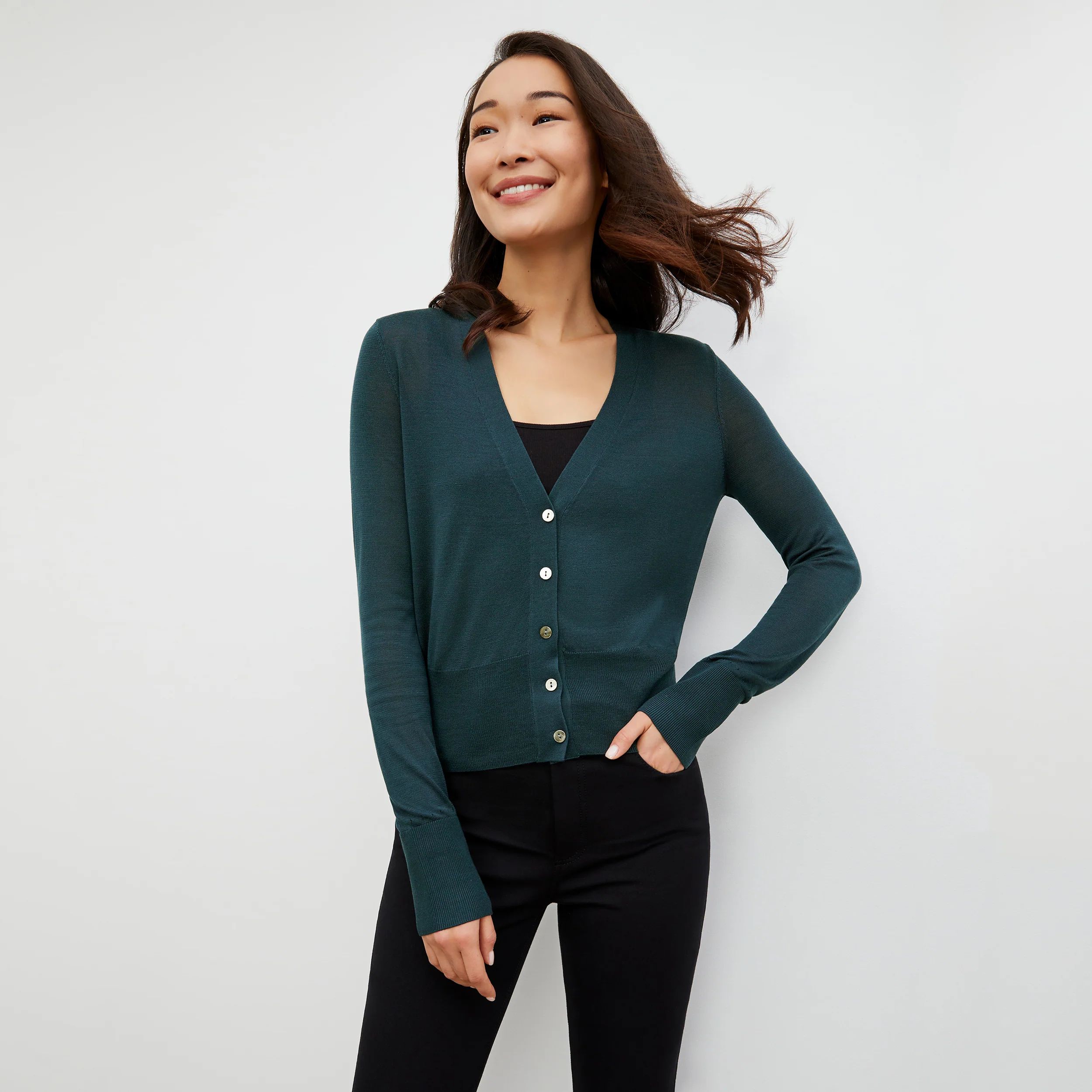 Rory Cardigan - Silk Jersey :: Deep Sea | MM LaFleur