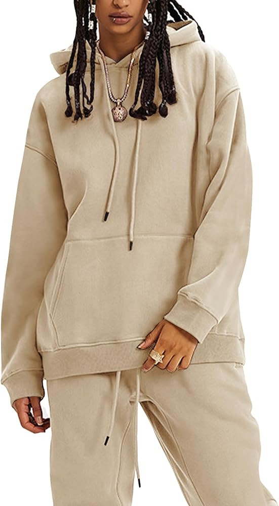 Flygo Womens Fleece 2 Piece Outfits Lounge Hoodie Sweatsuits Sets Oversized Sweatshirt Baggy Swea... | Amazon (US)