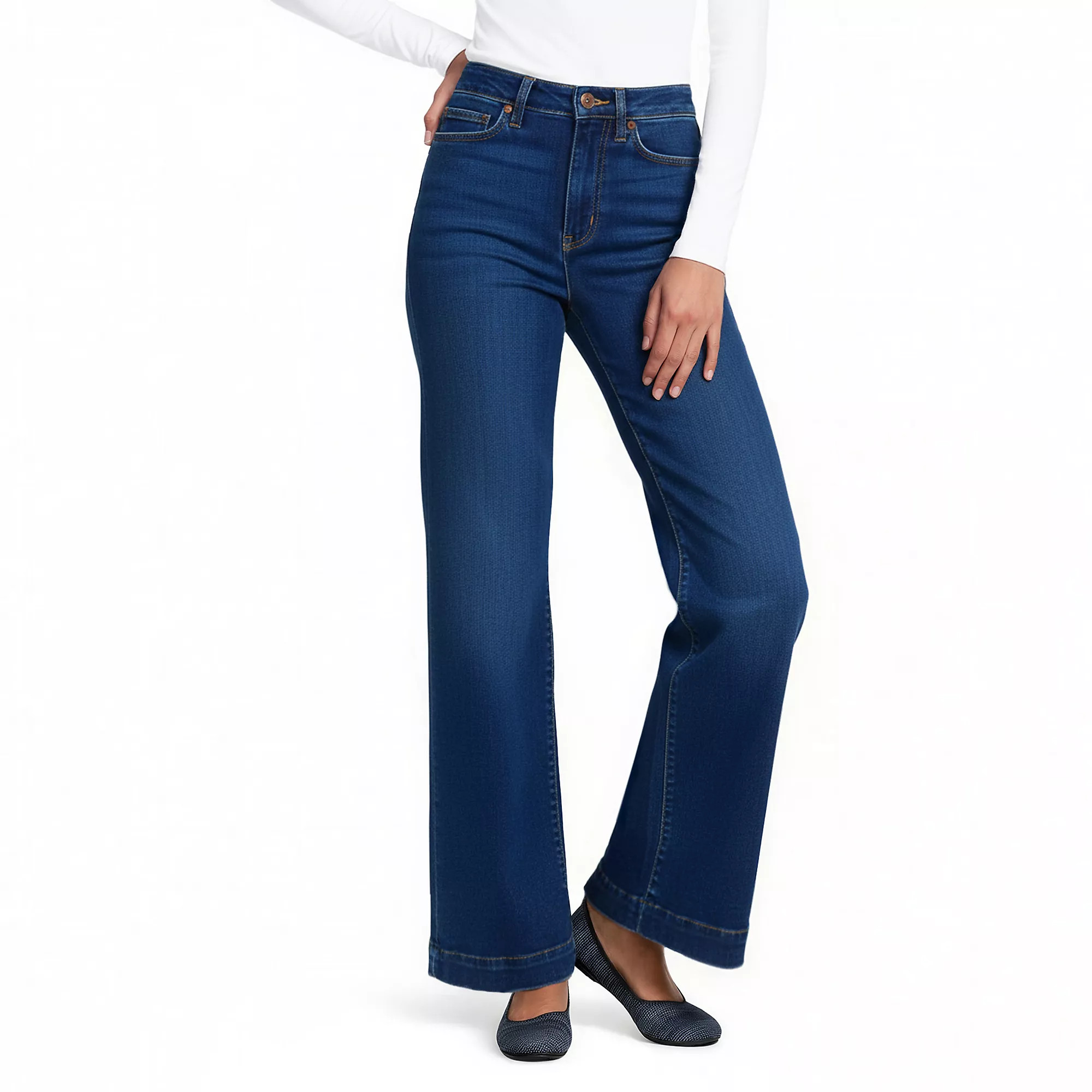 High Rise Wide Leg Denim Jeans | Lands' End (US)