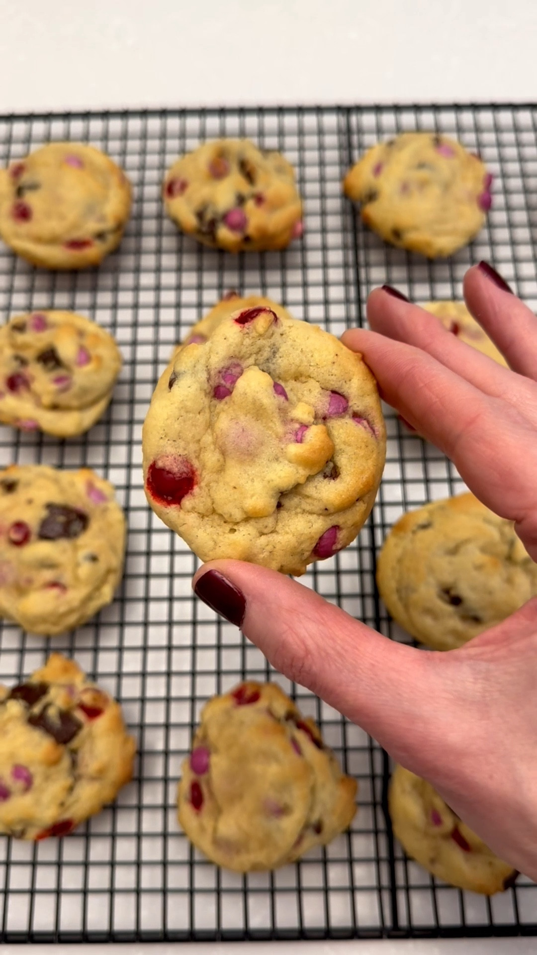 Valentine cookie baking, chocolate chip cookie recipe, baking essentials 

8 tablespoons/1 stick salted butter
1/2 cup white sugar 
1/4 cup packed light brown sugar
1 teaspoon vanilla
1 egg
1 1/2 cups all purpose flour 
1/2 teaspoon baking soda
1/4 teaspoon salt (but I always add a little extra)
3/4 cup chocolate chips (I use a combination of chocolate chips and chocolate chunks or M&Ms for festive color)

Preheat the oven to 350 degrees. Microwave the butter for about 40 seconds to just barely melt it

Using a stand mixer or electric beaters, beat the butter with the sugars until creamy. Add the vanilla and the egg; beat on low speed until just incorporated – 10-15 seconds or so (if you beat the egg for too long, the cookies will be stiff).

Add the flour, baking soda, and salt. Mix until crumbles form. Use your hands to press the crumbles together into a dough ball. Be careful not to over mix!

Roll the dough into 1 inch balls (I use a cookie scoop) and place on a cookie sheet. Bake for 7-8 minutes until the cookies look puffy and just barely golden on the edges. Do not overbake! They will look doughy in the center but trust me, they’ll turn out so soft and chewy 😍

#LTKValentine #LTKfoodie #LTKHome