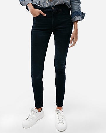 High Waisted Dark Wash Denim Perfect Jean Leggings | Express