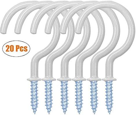 Amazon.com: WaterLuu 20 Pack 2.9 Inches Ceiling Hooks,Vinyl Coated Screw-in Wall Hooks, Plant Hoo... | Amazon (US)