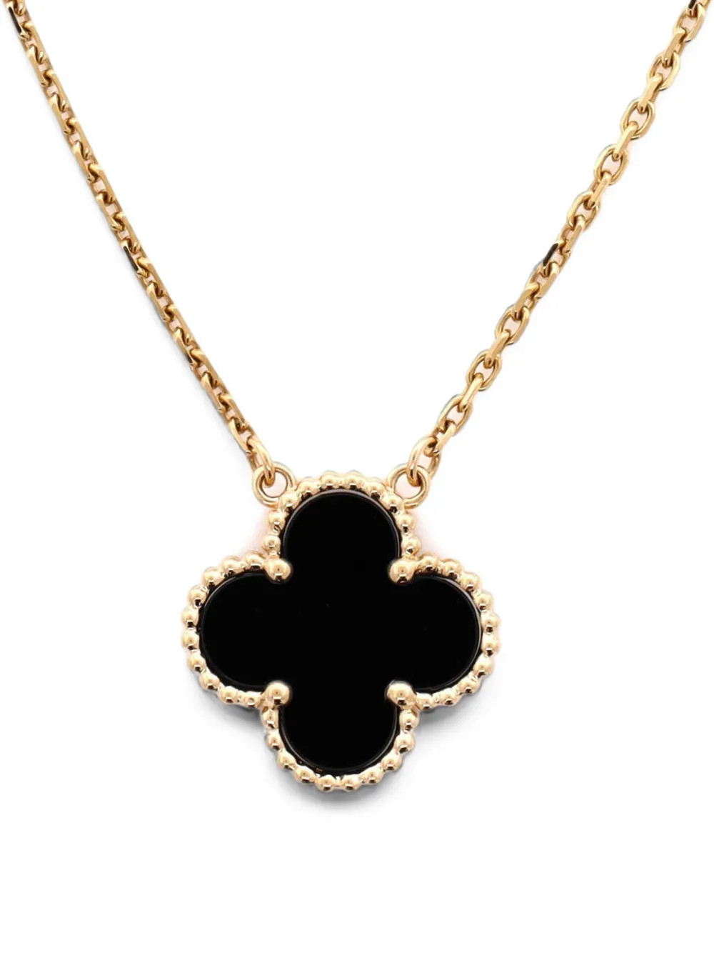 Van Cleef & Arpels Pre-Owned Vintage Alhambra Pendant 18K Yellow Gold and Onyx necklace | Farfetch Global