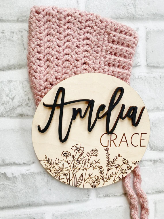 Boho Baby Name Announcement Sign/ Wildflower Name Circle/ - Etsy | Etsy (US)