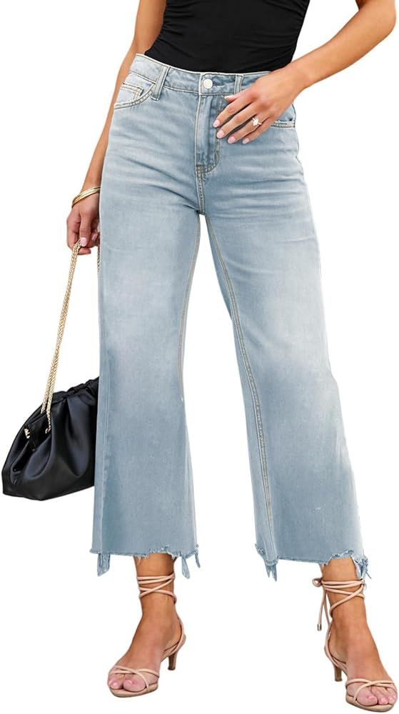 LOLONG High Waisted Flare Jeans for Women Casual Bell Bottom Denim Pants | Amazon (US)