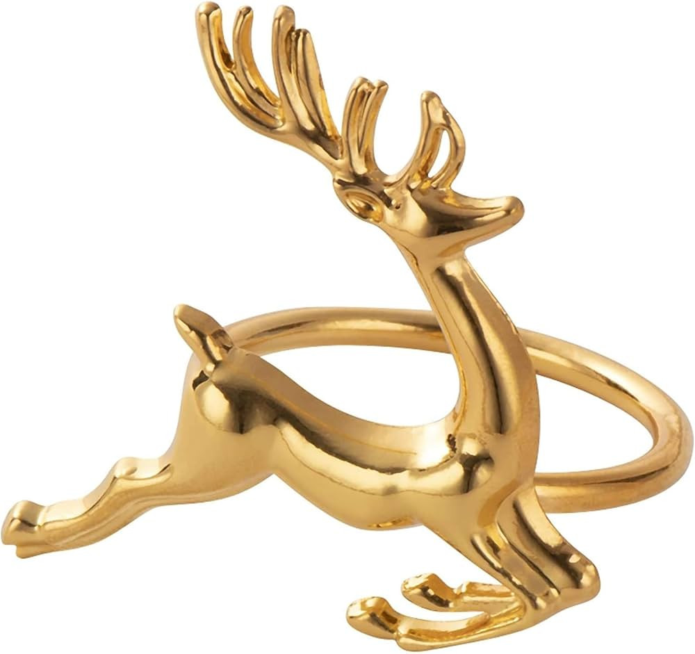 Christmas Napkin Rings, Reindeer Napkin Holder, Holiday Party Supplies (Gold, 6 Pack) | Amazon (US)