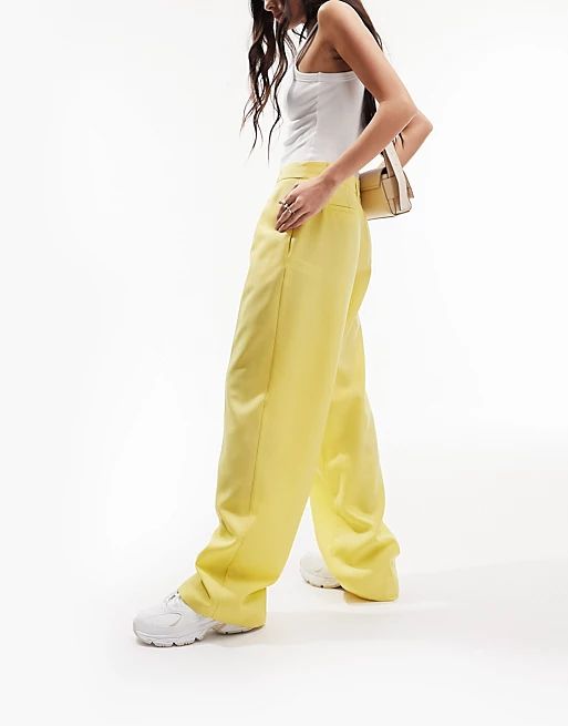 ASOS DESIGN everyday slouchy boy pants in lemon | ASOS (Global)