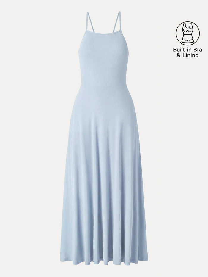 Soft Linen Knit Spaghetti Midi Bra Dress | OGLmove