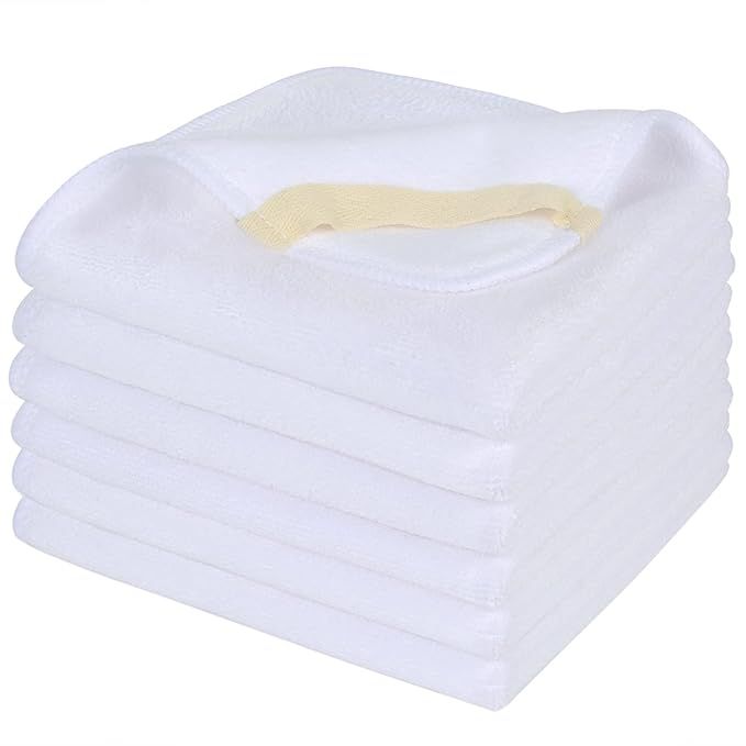 SINLAND Microfiber Facial Cloths Fast Drying Washcloth 12inch x 12inch White 6 pack | Amazon (US)