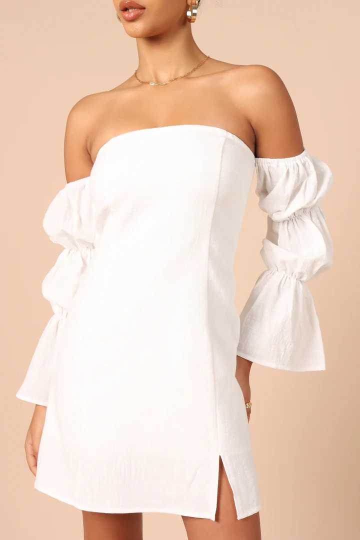 Cherese Puff Sleeve Mini Dress - White | Petal & Pup (US)