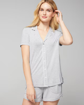 Solid Short Sleeve Notch Collar Pajama Top | Soma | SOMA