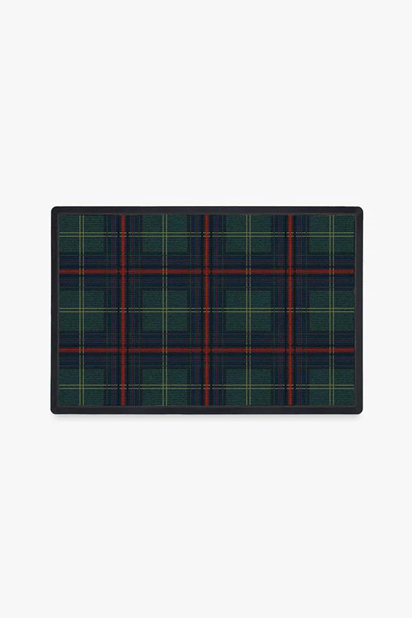 Winter Tartan Evergreen Doormat | Ruggable