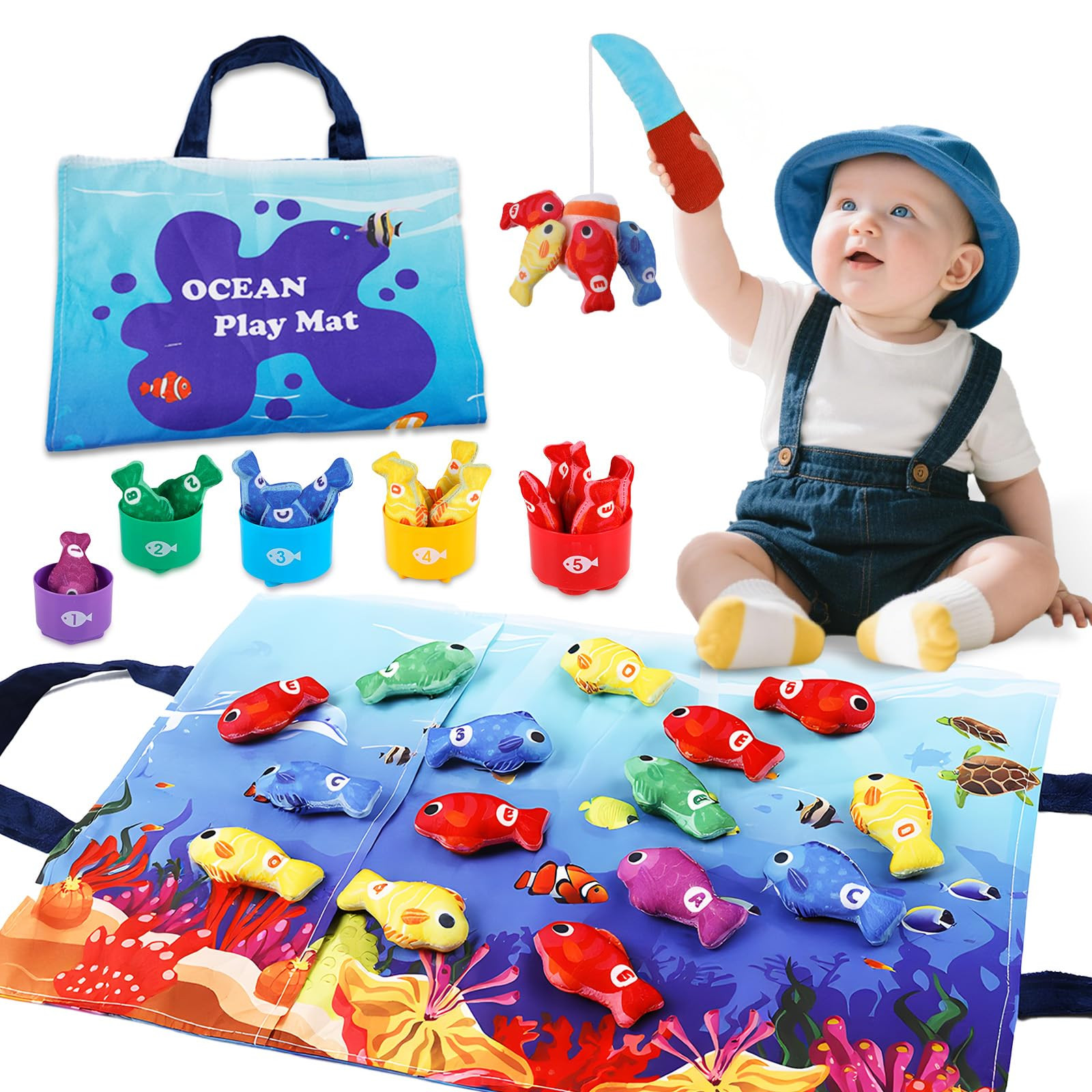Juguetes Montessori para niños de 1 a 2 años, juego de pesca para niños pequeños con tazas ap... | Amazon (US)