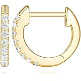 PAVOI 14K Gold Plated Sterling Silver Post Cubic Zirconia Mini Huggie Earrings for Women | Tiny C... | Amazon (US)