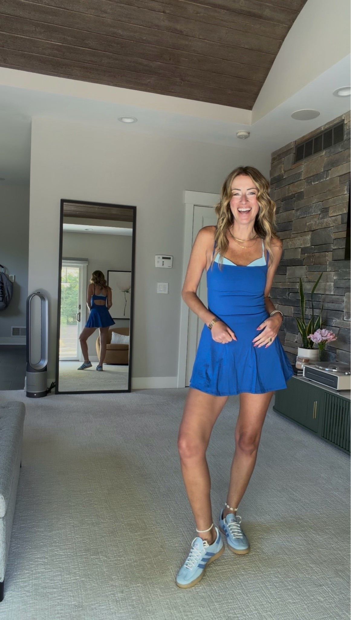 Blue sporty dress for moms 
Soccer mom style
Blue athletic dress Amazon