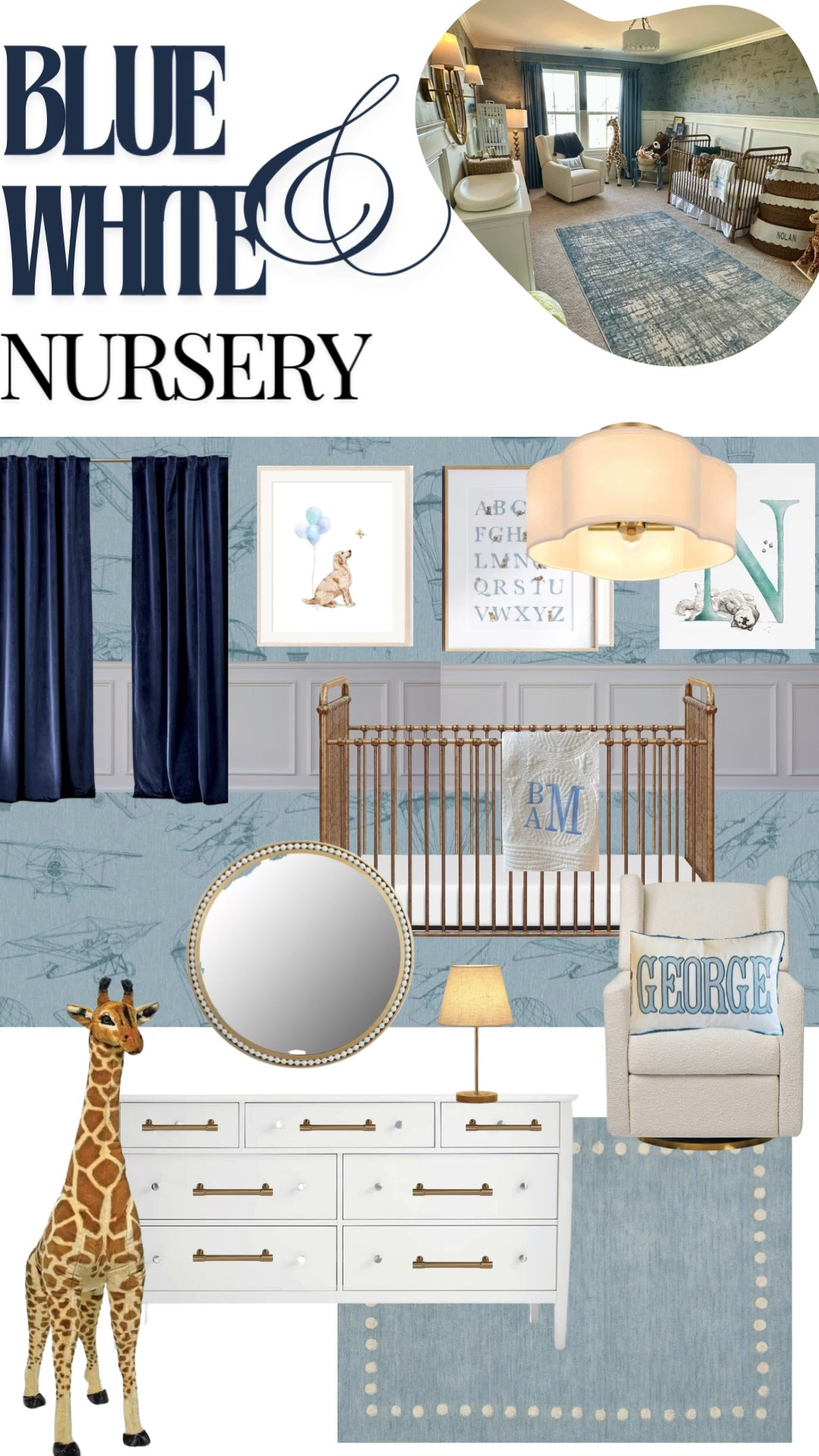 Nolan’s nursery mood board #boynursery #blueandwhitenursery #nurseryreveal #nurserydecor 

#LTKKids #LTKBaby #LTKHome